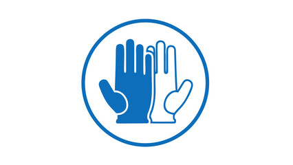 Fototapeta premium Blue Icon Of Hands Wearing Gloves Inside A Circle On A Black Background Symbolizing Safety And Protection In Industries And Workplaces