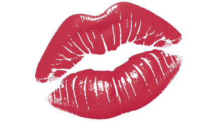 Vibrant glossy red lipstick kiss mark on a stark symbolizing romance and passion