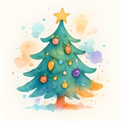 Aquarell Weihnachtsbaum Illustration - Christbaum Wallpaper - Winter Bild - Weihnachtliches Hintergrundbild