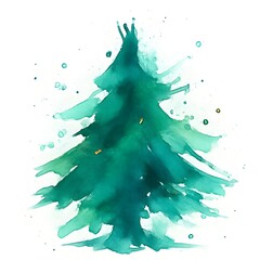 Aquarell Weihnachtstanne - Natur Weihnachtsbaum - Pinselstrich Christbaum - Weihnachtsbaum Design