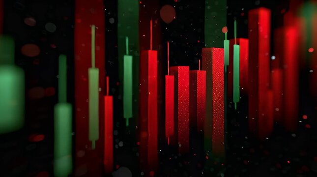 Abstract Financial Chart Bars Moving in Slow Motion