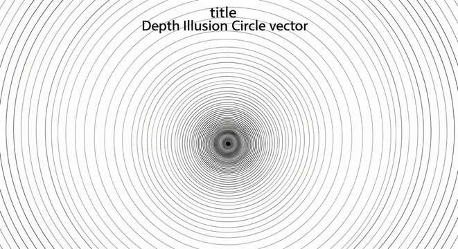 Abstract black and white vector illustration of concentric circles creating a captivating optical depth illusion. Dynamic graphic element for modern projects