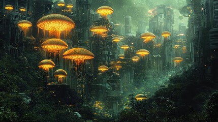 Glowing Mushroom Forest - A Bioluminescent Wonderland of Fantasy and Mystery.