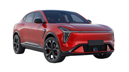 Sleek modern red electric crossover SUV showcasing futuristic automotive design