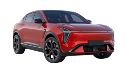 Sleek modern red electric crossover SUV showcasing futuristic automotive design