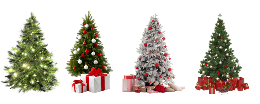 Decorated Christmas Tree PNG with Ornaments and Transparent Background