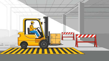 Forklift Operator Moving Boxes in a Warehouse Facility