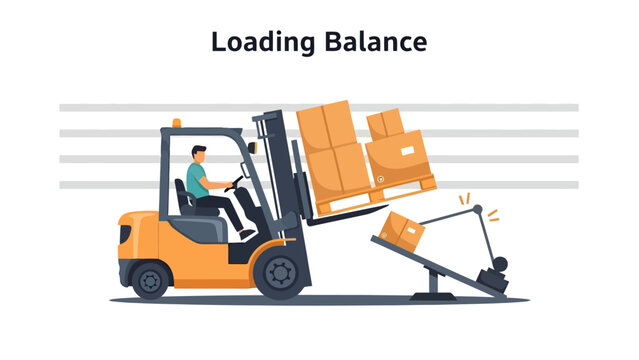 Forklift Operator Adjusts Load Balance on Palletizer for Safe Warehouse Operations