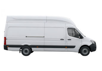 White panel van isolated on transparent background