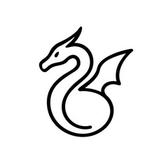 Dragon silhouette made of continuous monoline stroke, elegant curves