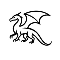 Full-body dragon outline in dynamic pose