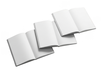 Pile Of Opened Blank Brochures Mockup For Displaying Company Advertising Information On Transparent Backdrop