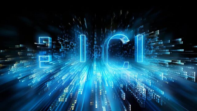 Blue Digital Data Burst in Futuristic Motion