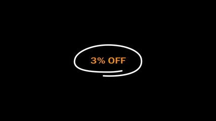 3 Percent Off Highlighted Circle Animation.3% Discount offer icon animation. Discount For Online Store. Special offer, Promotion, Marketing, Online Shopping Concepts. Big sale up to 3% off.
