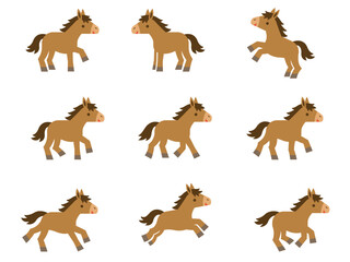 可愛い馬のイラストセット