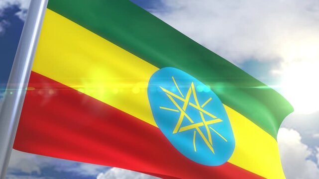 Waving flag of ethiopia animation