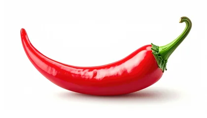 Keuken achterwand Hete pepers Glossy red chili pepper on white  © Animag