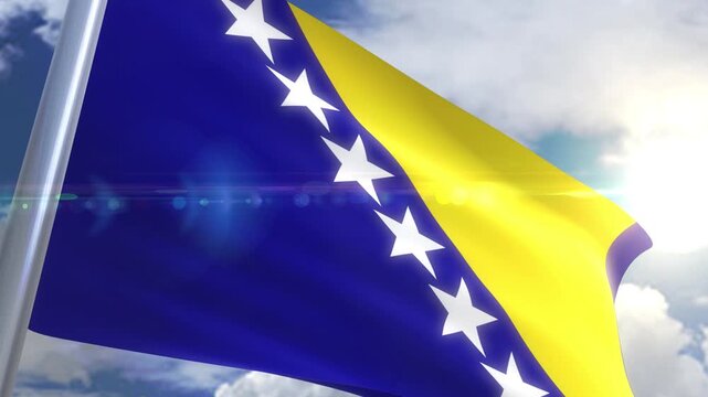 Waving flag of bosnia and herzegovina animation