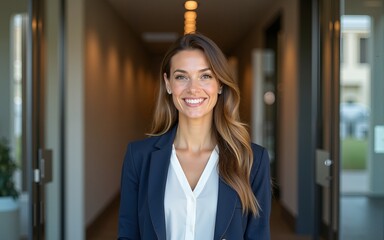 Portrait of a woman with a financial expert who is ecstatic about the success of her accountancy firm. Investor, finance, and female accountant in her company's entrance for investment and trade