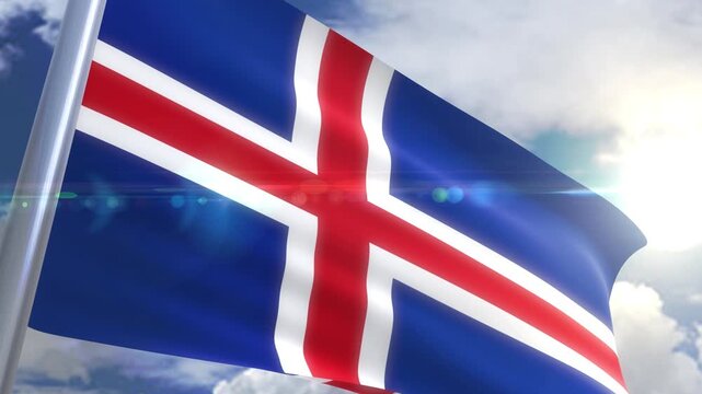 Waving flag of iceland animation