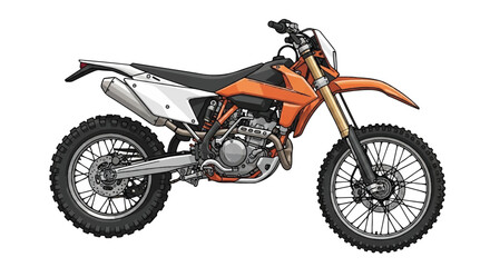 Orange and Black Dirt Bike or Motocross Motorcycle in a Dynamic Side View