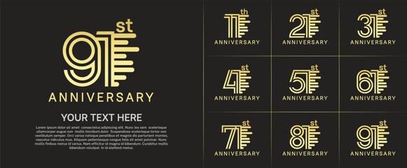 Anniversary logo type set with double line number. gold color can be use special moment