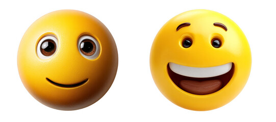 3D smiling emoji faces with large eyes isolated on transparent background png