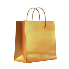 Golden shopping bag isolated on transparent background png