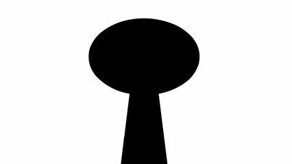 Black Keyhole Silhouette on White Background.