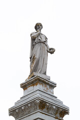 Fototapeta premium Cemetery Memorial Statue on a White Background