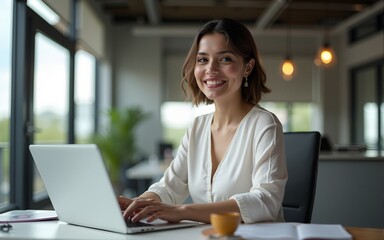 Nothing drives company growth like ambitious staff. Portrait of a confident young businesswoman working in a modern office. High quality