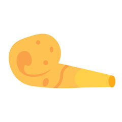Cute yellow party horn icon, great for sunny, joyful parties, or illustrating bright, cheerful, and playful celebration visuals.