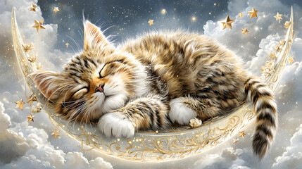 dreamy moon cat silhouette wallpaper Dreamy kitten sleeping on a crescent moon. aesthetic night sky feline art minimal celestial cat phone background