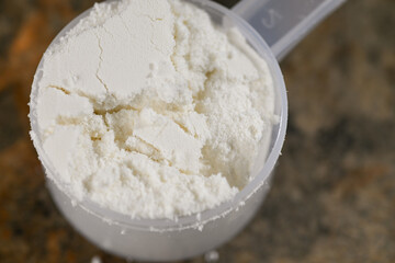 Close up of Whey Protein Isolate Powder 