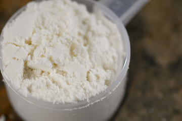 Close up of Whey Protein Isolate Powder 