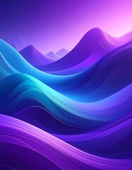 Abstract landscape of flowing, layered waves in vibrant blue and purple hues
