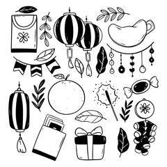 Collection of Chinese New Year Doodle Icons. 