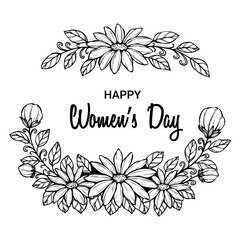 Hand-Drawn Women&rsquo;s Day 8th March Illustration with Floral Border