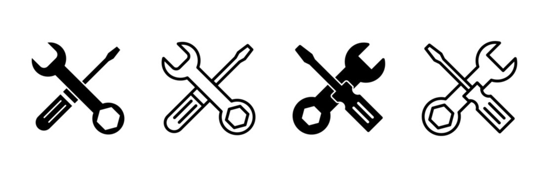 Repair tools icon set. tool icon vector. setting icon vector. Wrench and screwdriver. support, Service