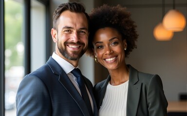 Portrait of multi ethnic business couple. High quality