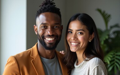 Portrait of multi ethnic business couple. High quality
