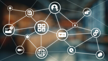 Concept of social media revolutionizes digital communication. This platform enables global...