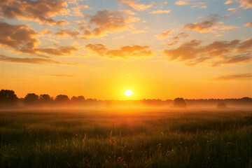 Fototapeta premium sunset over the field