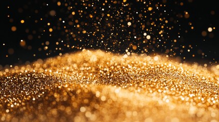Crystalline sand grains falling in perfect vertical column, sunlight illuminating individual particles, amber and honey colored minerals descending through space, minimalist composition capturing