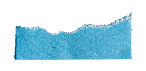 a torn blue piece of paper with a transparent background