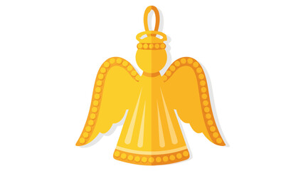 Golden Angel Christmas Ornament with Halo and Beaded Details Isolated on Black Background