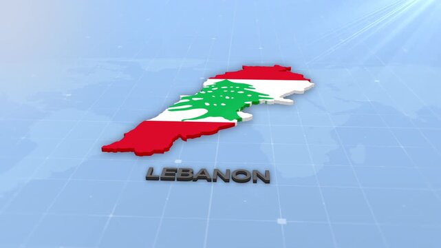 Lebanon Map Geographic Map and Flag Animated Motion Graphic Background | Lebanon Map Animation