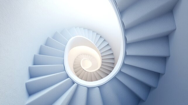 Elegant spiral staircase with a minimalist design and soft lighting.
