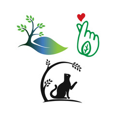 Collection of three nature and animal inspired graphic design elements