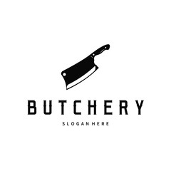 butchery logo meat cutting simple black silhouette meat illustration for template illustration design